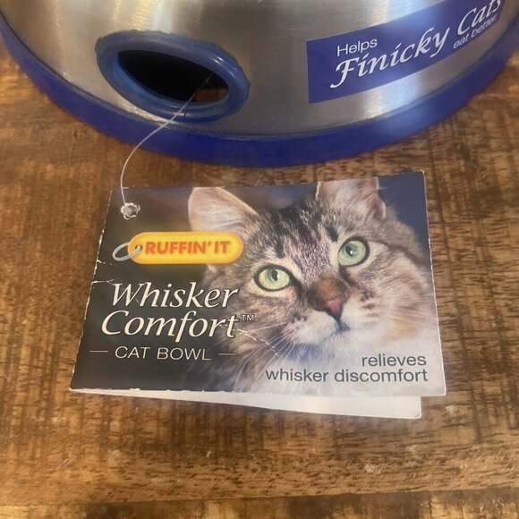 Ruffin' It 19010 Whisker Comfort Feeding Cat Bowl, Stainless Steel - Picture 3 of 8